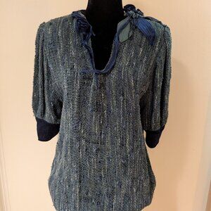 Vintage Anko Beaded Floral Blue Green Sweater Shirt Size 8 Johannesburg Chicago